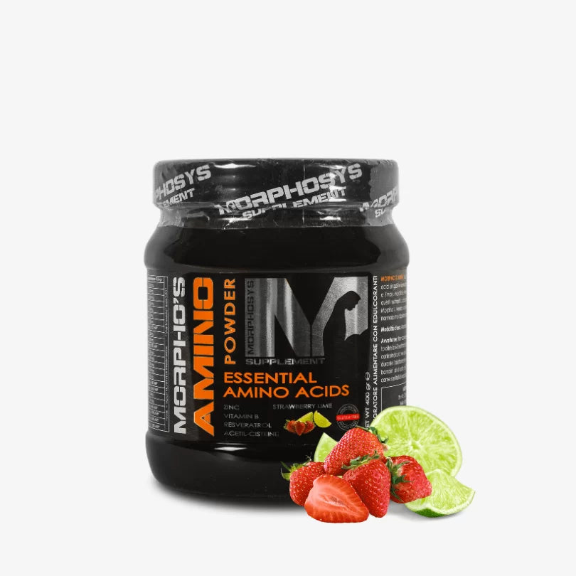 Morphosys Morpho's Amino 250g Fragola Lime Aminoacidi Essenziali per Recupero Post-Workout con Zinco e Vitamine del Gruppo B