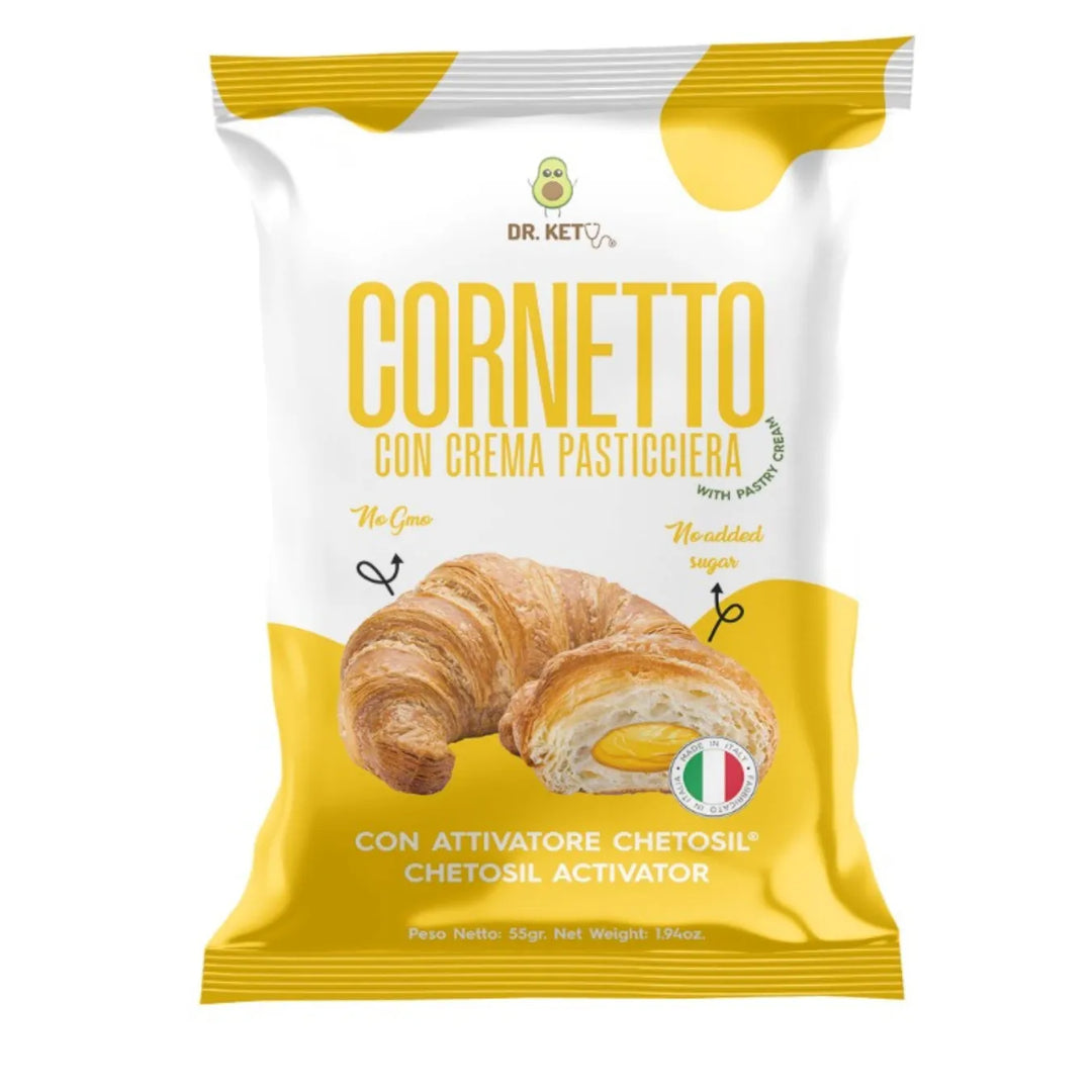 Dr Keto Cornetto 55g Ripieno Crema Pasticciera per Colazione e Snack Keto