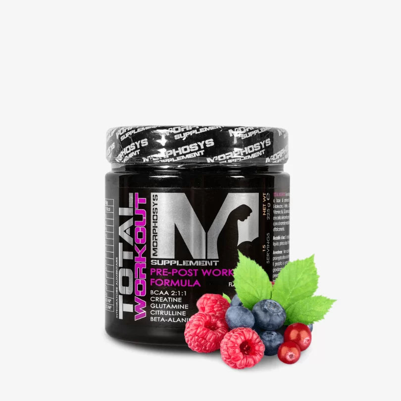 Morphosys Total Workout 225g Frutti Rossi Pre Workout Post Workout Bcaa 211 con Creatina e Citrullina