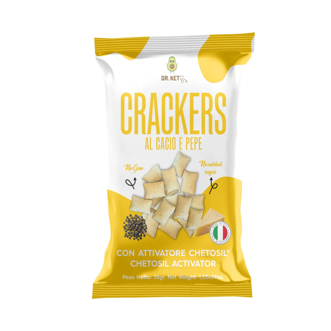 Dr Keto Crackers Small 35g Cacio e Pepe Crackers Proteico Snack Salato Zero Spuntino Keto