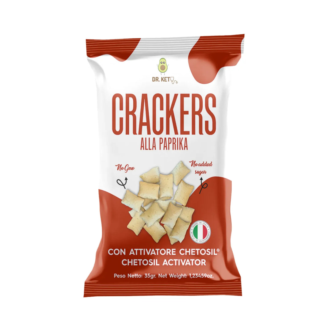 Dr Keto Crackers Small 35g Paprika Crackers Proteico Snack Salato Zero Spuntino Keto