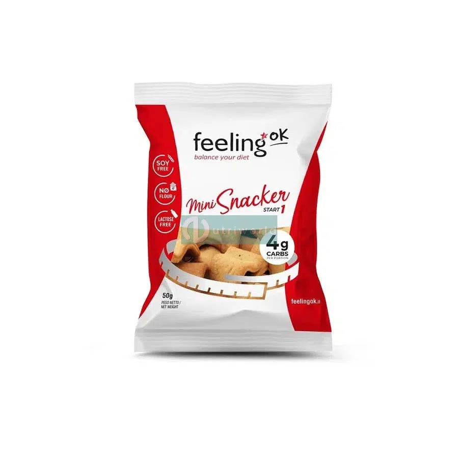 Feeling Ok Mini Snacker Start 50 g Natural Mini Crackers Snack Salato Zero Spuntino Keto-NutriWorld.it