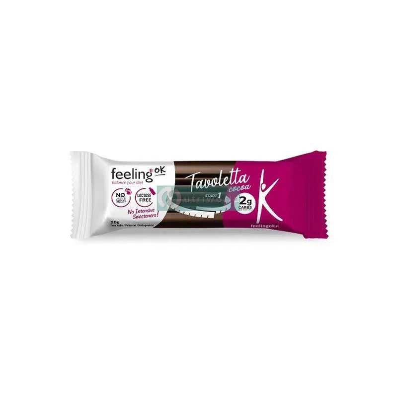 Feeling Ok Tavoletta Cacao Start 20g Cioccolato Zero Snack e Spuntino Keto-NutriWorld.it