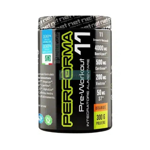 Net Performa 11 300g Arancia Carboidrati in Polvere con Estratti Naturali e Caffeina-NutriWorld.it