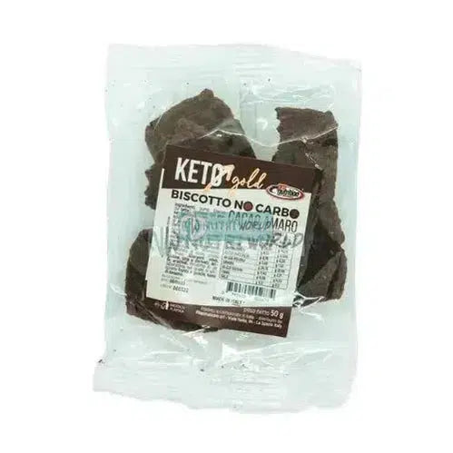 Pronutrition Biscotto Keto No carbo 50 g Cacao Amaro Cioccolato Fondente per Colazione Biscottini da Caffe' Zero-NutriWorld.it