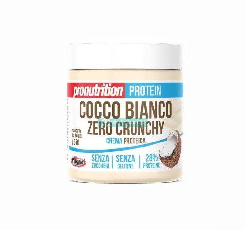Pronutrition Crema Spalmabile Zero Bianco Cocco Crunchy 350g Proteica per Colazione o Spuntino Pronutrition