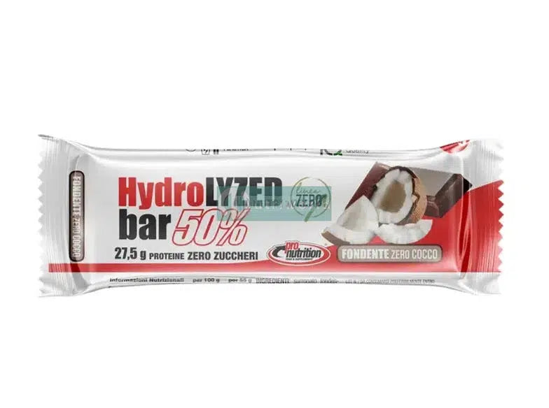 Pronutrition Hydrolyzed 55 55g Fondente Zero Cocco Barretta Proteica Idrolizzata DH4 Snack Pre-Workout Post-Workout-NutriWorld.it