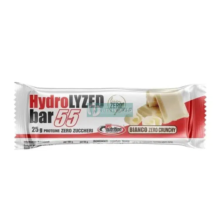 Pronutrition Hydrolyzed 55 Bianco Zero Crunchy 55g Barretta Proteica Idrolizzata DH4 Snack Pre-Workout Post-Workout-NutriWorld.it