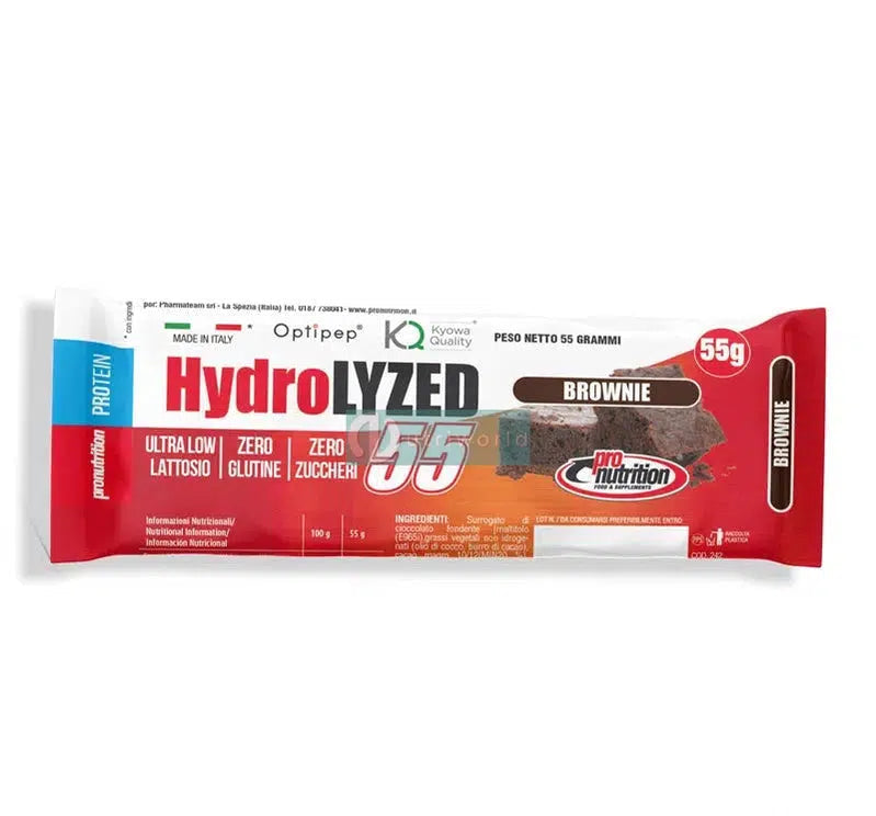 Pronutrition Hydrolyzed 55 Brownie 55g Barretta Proteica Idrolizzata DH4 Snack Pre-Workout Post-Workout-NutriWorld.it