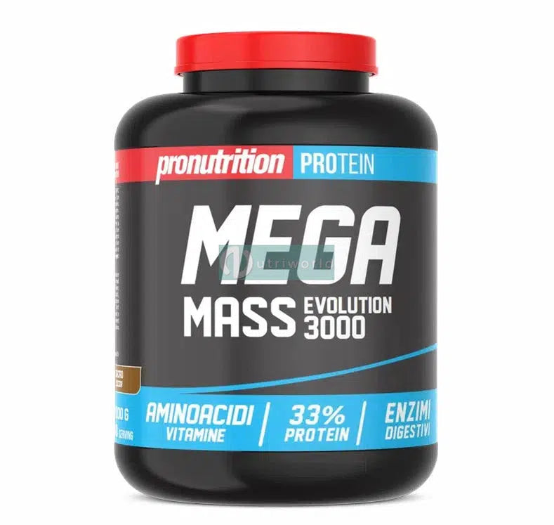 Pronutrition Megamass Evolution 3000 2kg Cioccolato Gainer in Polvere-NutriWorld.it