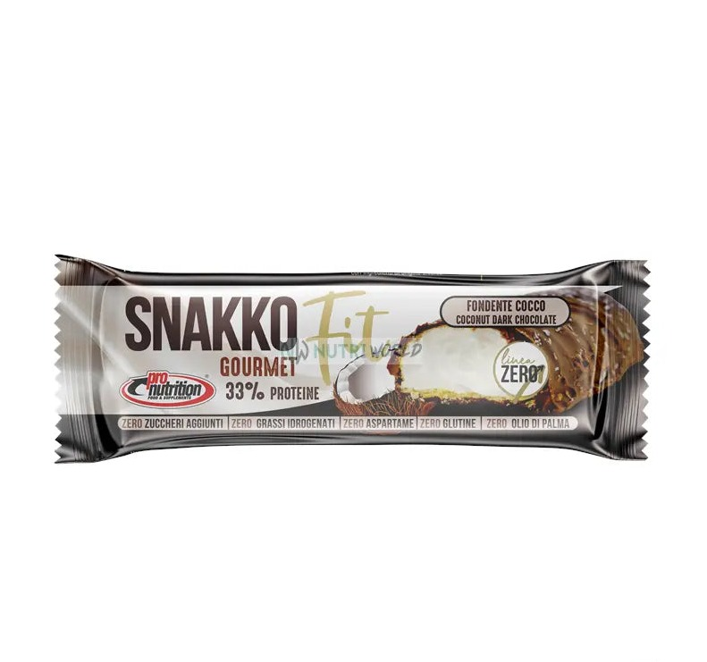Pronutrition Snakko Fit 30g Fondente Cocco Barretta Proteica Wafer Zero Snack Keto - NutriWorld.it