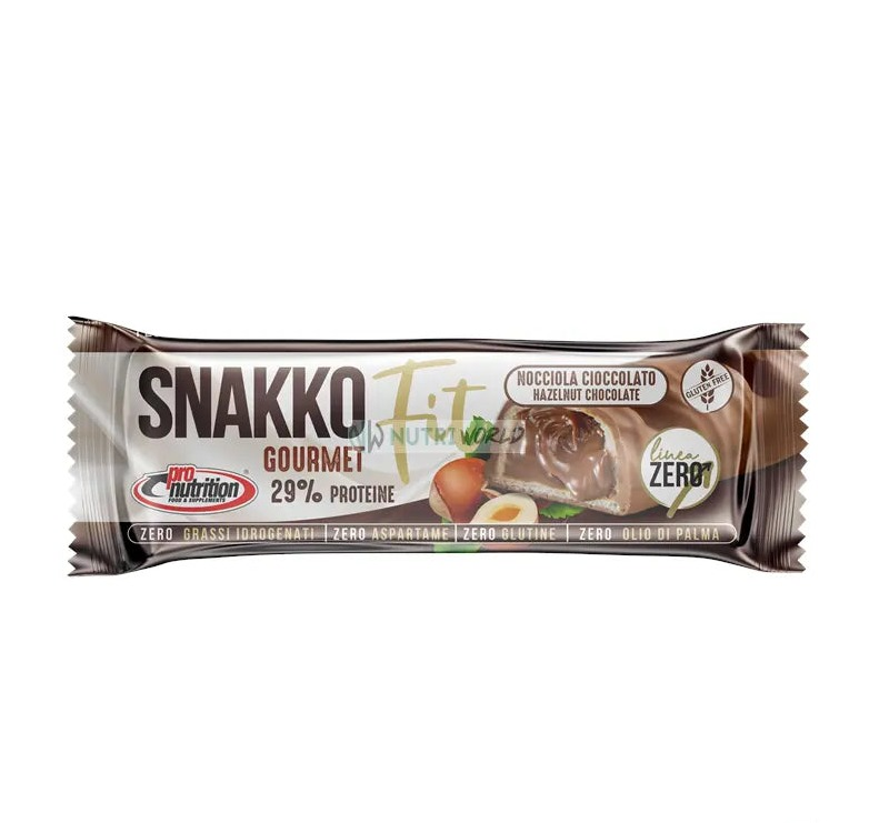 Pronutrition Snakko Fit 30g Nocciola Cioccolato Barretta Proteica Wafer Zero Snack Keto - NutriWorld.it