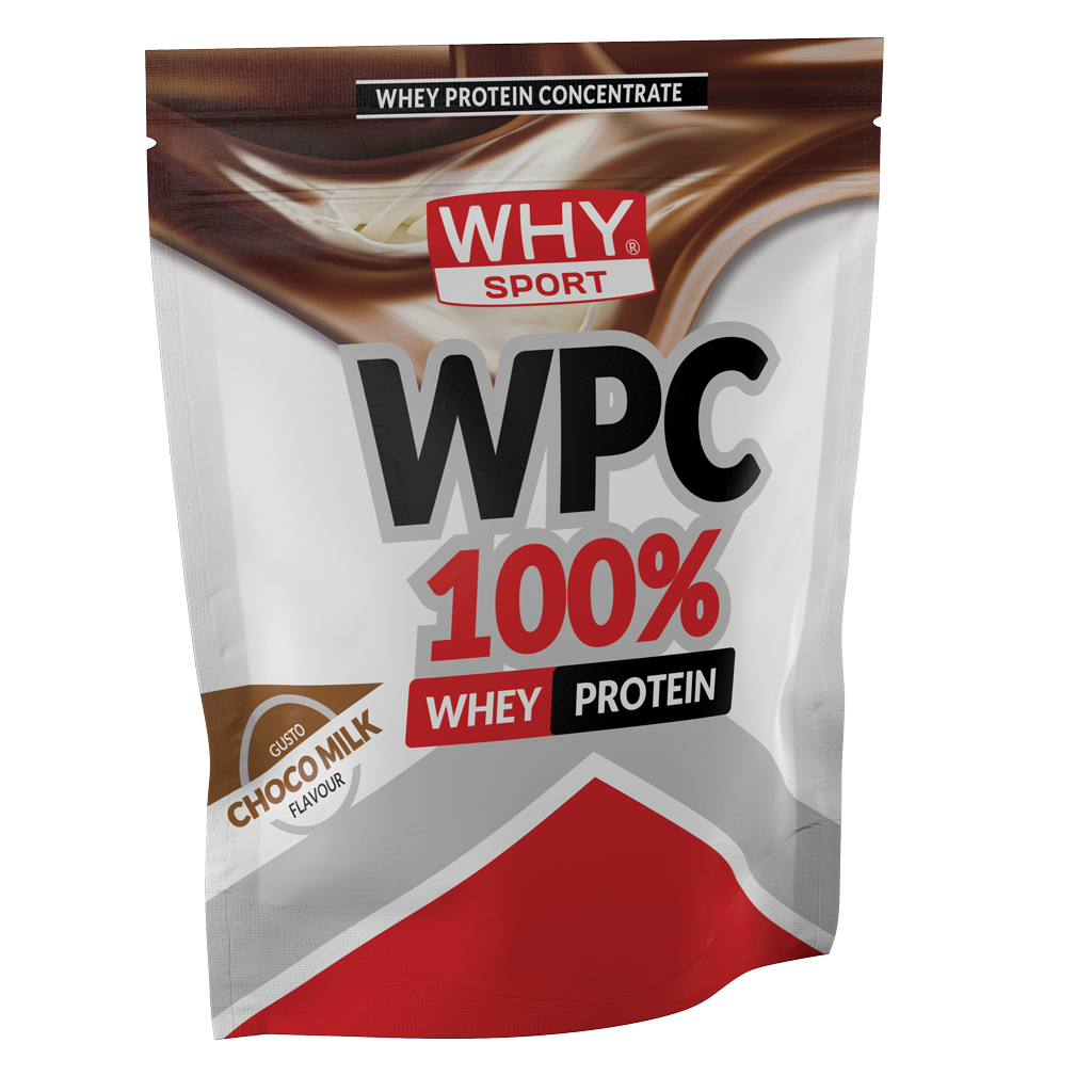 Why Sport WPC 100% Whey 1kg Choco Milk Proteine in Polvere Concentrate per Massa e Recupero