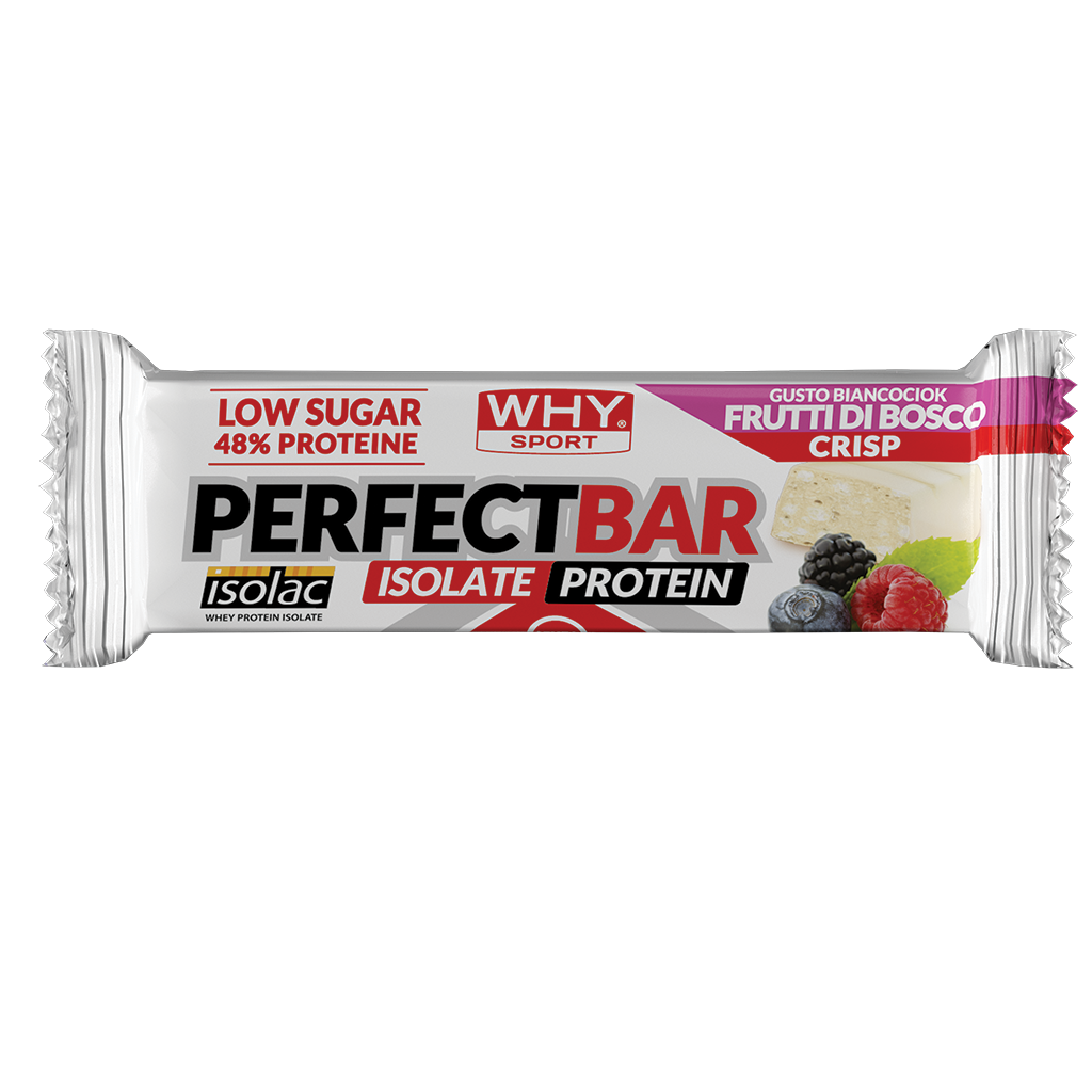Why Sport Perfect Bar 50g Biancociock Frutti di Bosco Crisp Barretta Proteica Isolata Isolac Ridotti Zuccheri