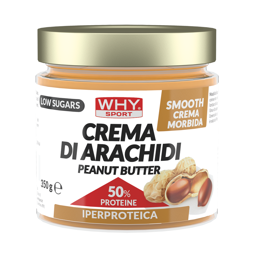 Why Sport Crema di Arachidi Iperproteica Smooth 350 g Senza Sale e Zuccheri Aggiunti per Colazione o Snack