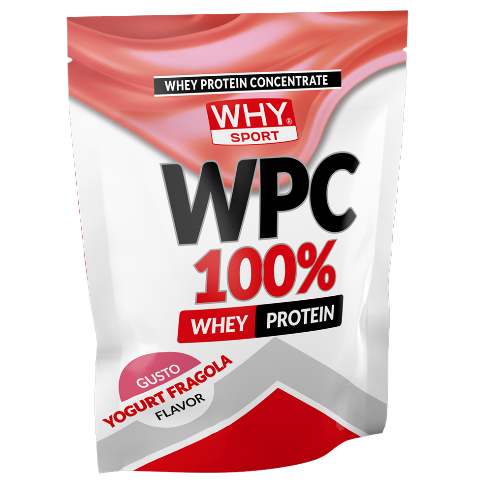 Why Sport WPC 100% 1kg Yogurt Fragola Proteine in Polvere Concentrate per Massa e Recupero