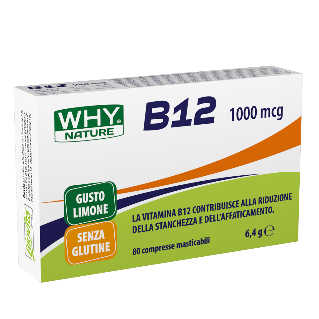 Why Nature Vitamina B12 1000 mcg 80 Compresse Limone Masticabili per Energia e Vitalita'
