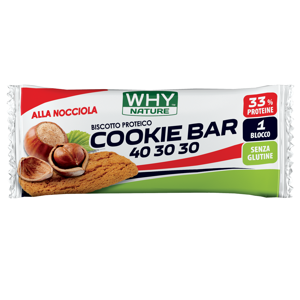 Why Nature Cookie Bar 40 30 30 21g Nocciola Biscotto Proteico per Alimentazione a Zona