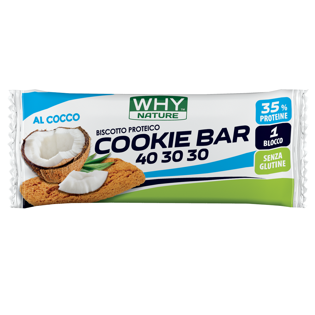 Why Nature Cookie Bar 40 30 30 21g Cocco Biscotto Proteico per Alimentazione a Zona