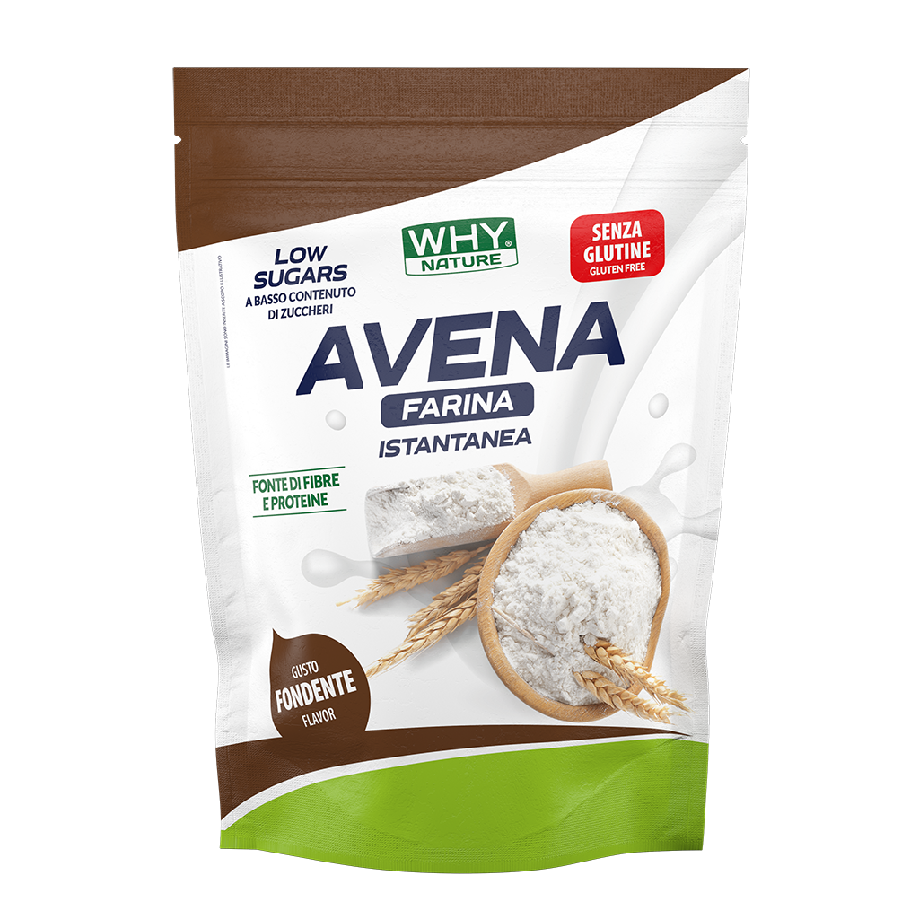 Why Nature Avena Farina Istantanea 1 Kg Cioccolato Fondente Ricca di Fibre e Proteine Senza Glutine