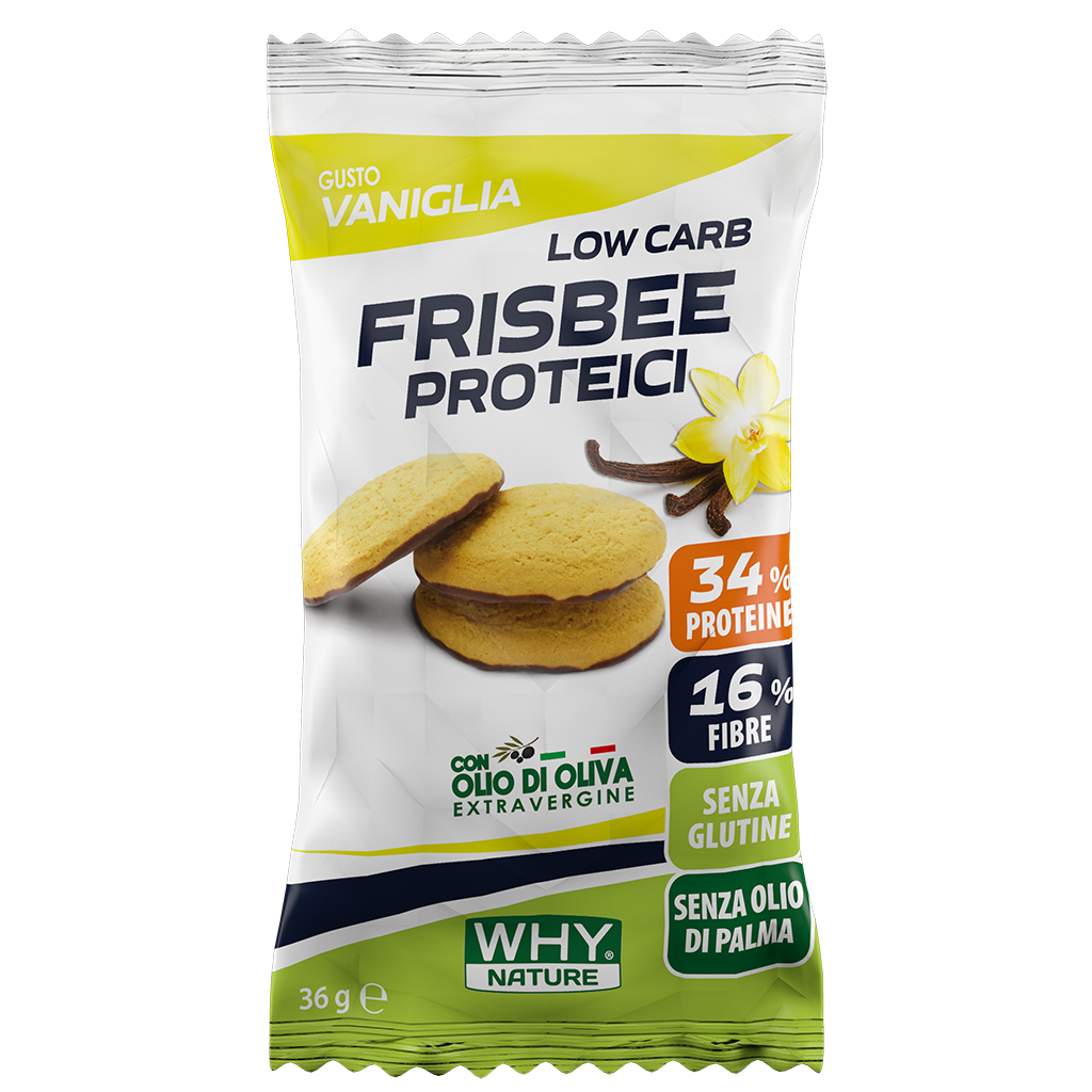 Why Nature Frisbee Proteici 36g Vaniglia Biscotti Glassati al Cioccolato Zero per Colazione Keto
