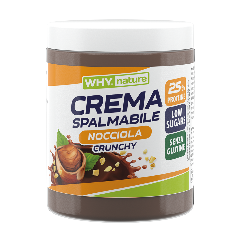 Why Nature Crema Spalmabile 300 g Nocciola Crunchy Proteica Zero per Colazione e Snack