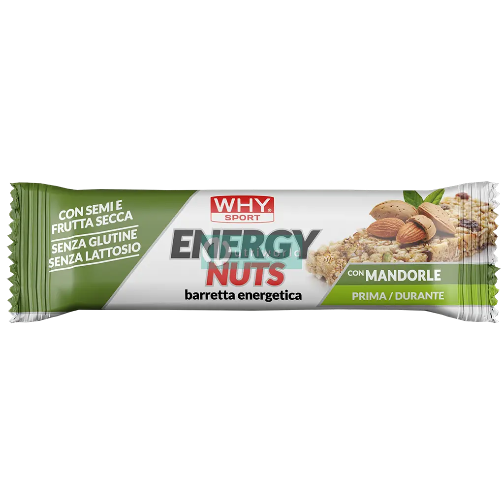 Why Sport Energy Nuts 35g Mandorla Barretta Energetica Vegana con Semi e Frutta Secca per Energia e Recupero - NutriWorld.it