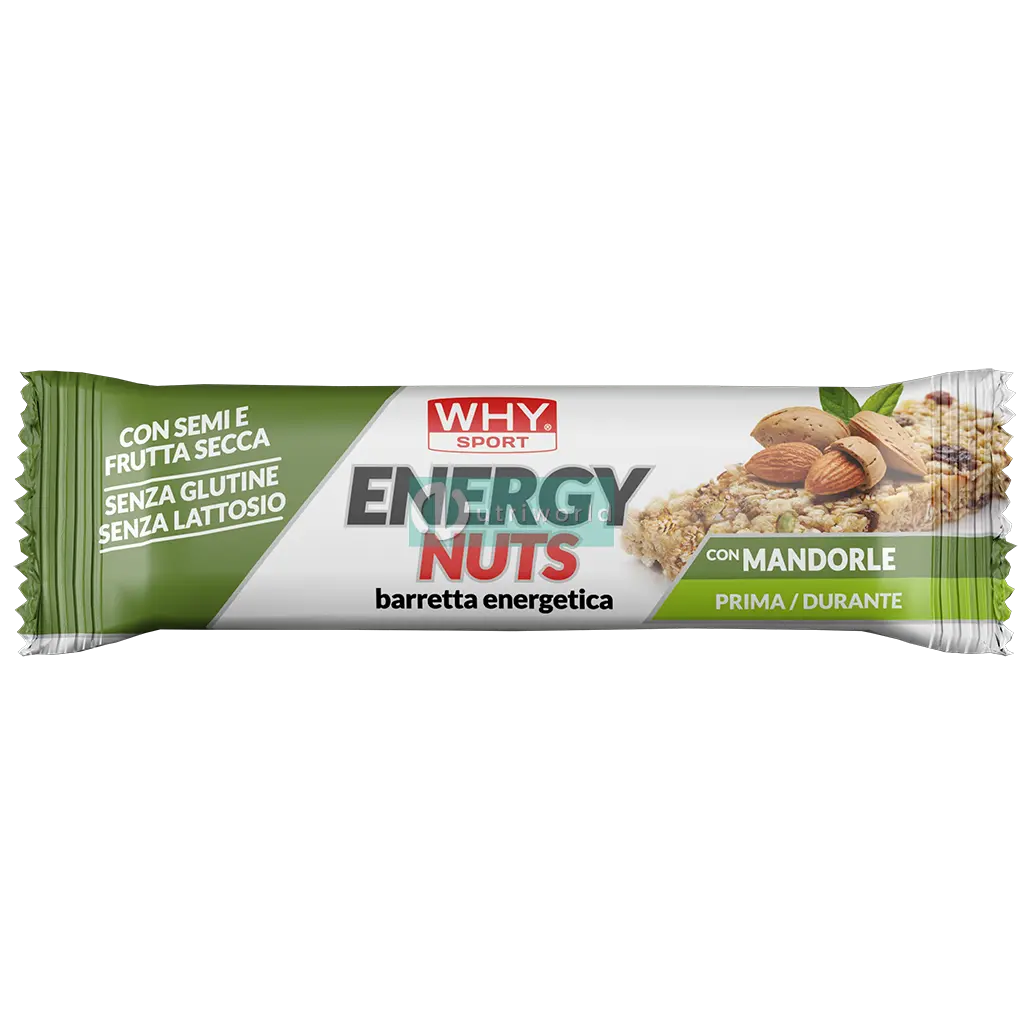 Why Sport Energy Nuts 35g Mandorla Barretta Energetica con Semi e Frutta Secca Naturale per Energia e Recupero Why Sport