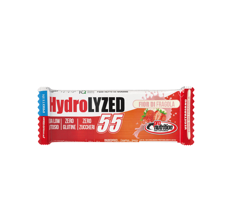 Pronutrition Hydrolyzed 55 55g Fior di Fragola Latte Barretta Proteica Idrolizzata DH4 Snack Pre-Workout Post-Workout