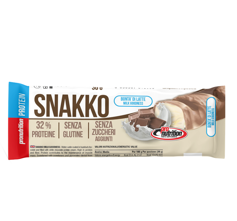 Pronutrition Snakko Fit 30g Bonta' di latte Barretta Proteica Wafer Zero Snack Keto