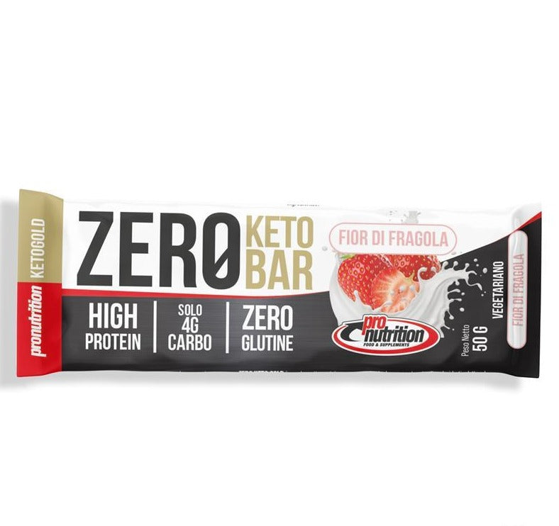 Pronutrition Zero Keto Bar 50g Fior di Fragola Barretta Proteica Pasto Sostitutivo Snack Pronutrition