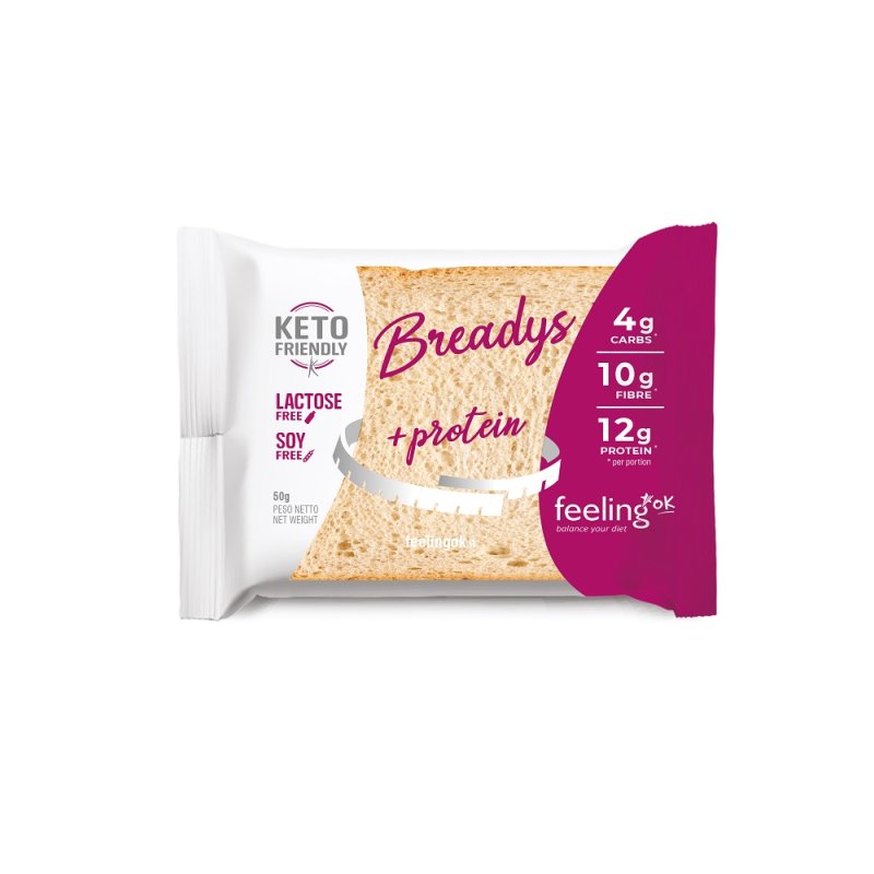 Feeling Ok Breadys Natural 50g Fette di Pane Keto Monoporzione per Pranzo Cena e Snack
