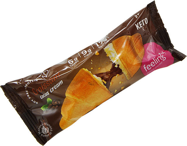 Feeling Ok Croissant Start 65 g Ripieno Al Cacao Cornetto per Colazione e Snack Keto