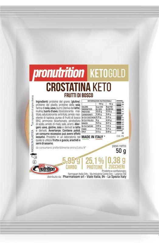 Pronutrition Crostatina Keto 50 g Frutti di Bosco Senza Zuccheri per Colazione Zero
