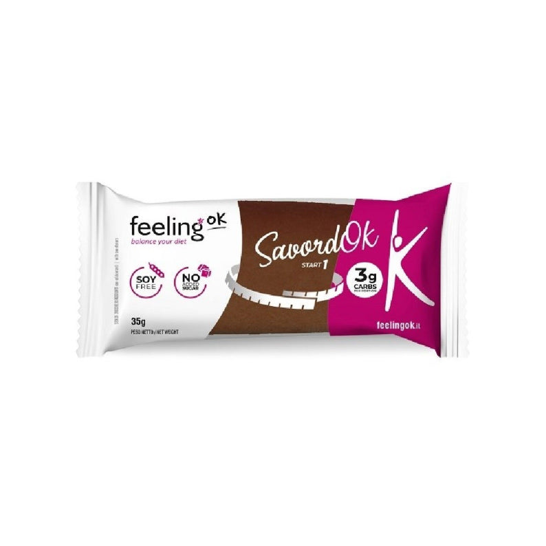 Feeling Ok Savordok Start 35g Cacao Biscotto Savoiardo Proteico Zero per Colazione e Snack