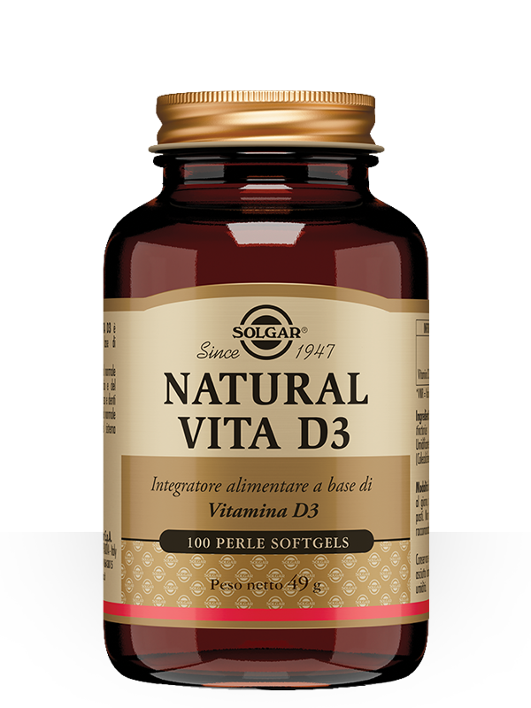 Solgar Natural Vita D3 100 Softgels per Ossa, Denti e Muscoli