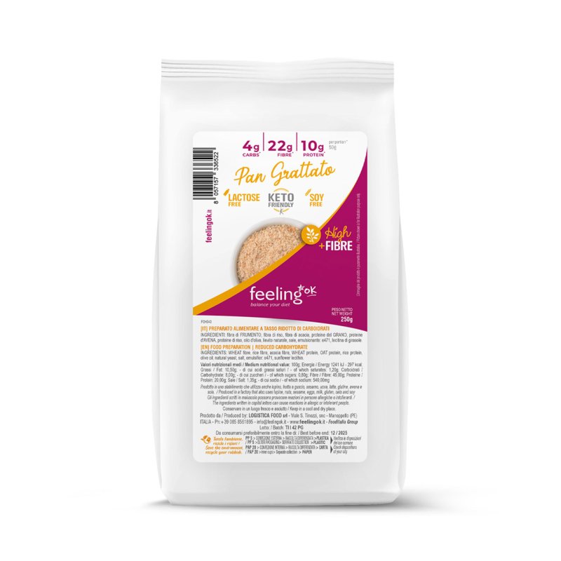 Feeling Ok Pan Grattato Optimize 250g Pangrattato Condimento Senza Zuccheri per Keto