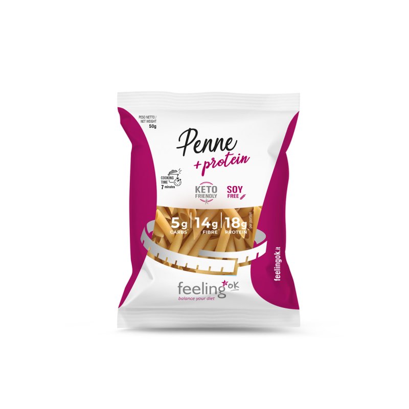 Feeling Ok Penne +Protein 50g Pasta Proteica per Pranzo e Cena Keto