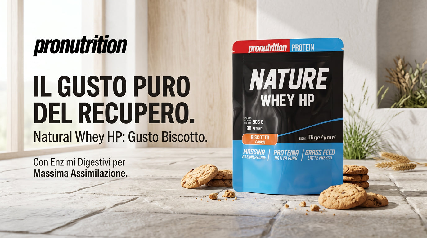 Pronutrition Natural Whey HP 908g Biscotto Proteine Isolate con Enzimi DIgestivi per Massa e Recupero - banner