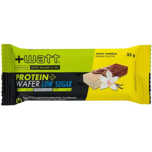 +Watt Protein+ Wafer Low Sugar 35g Vaniglia Barretta Proteica per Snack