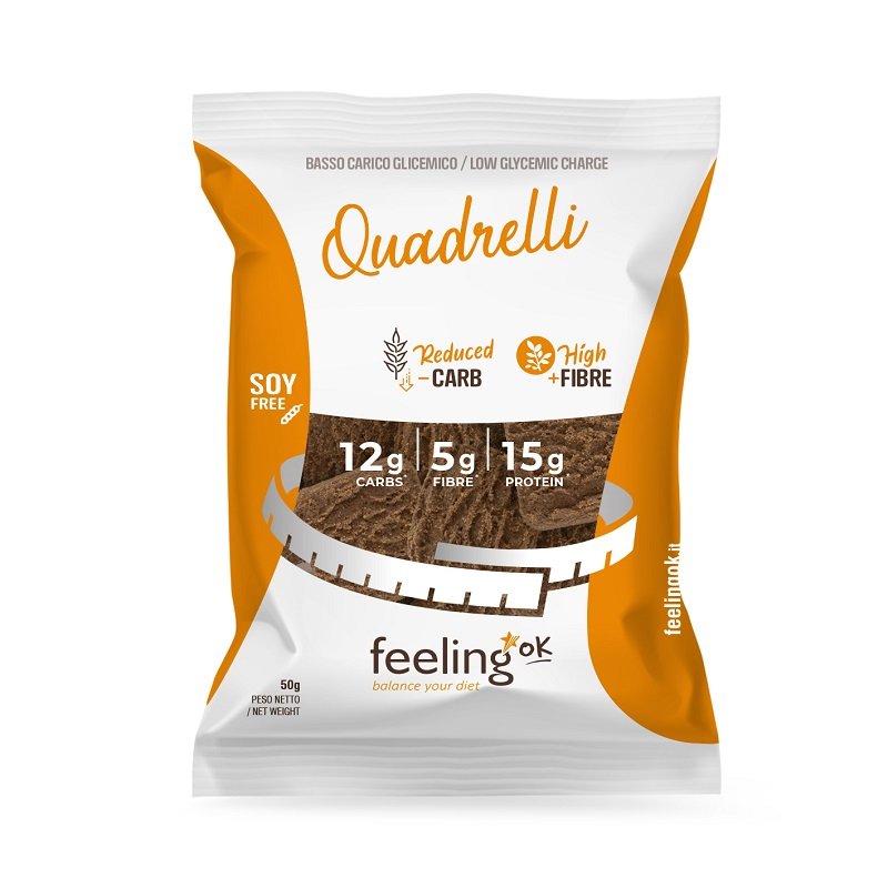 Feeling Ok Quadrelli Optimize 50 g Cacao Biscottini da Colazione e Caffè