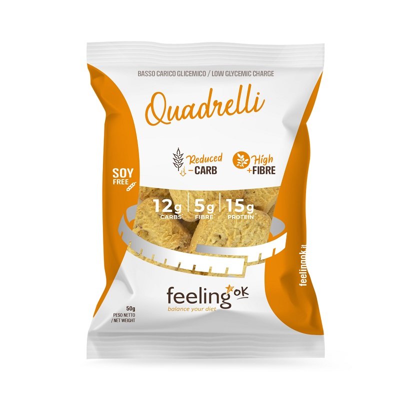 Feeling Ok Quadrelli Optimize 50 g Cocco Biscottini Keto da Colazione e Caffè