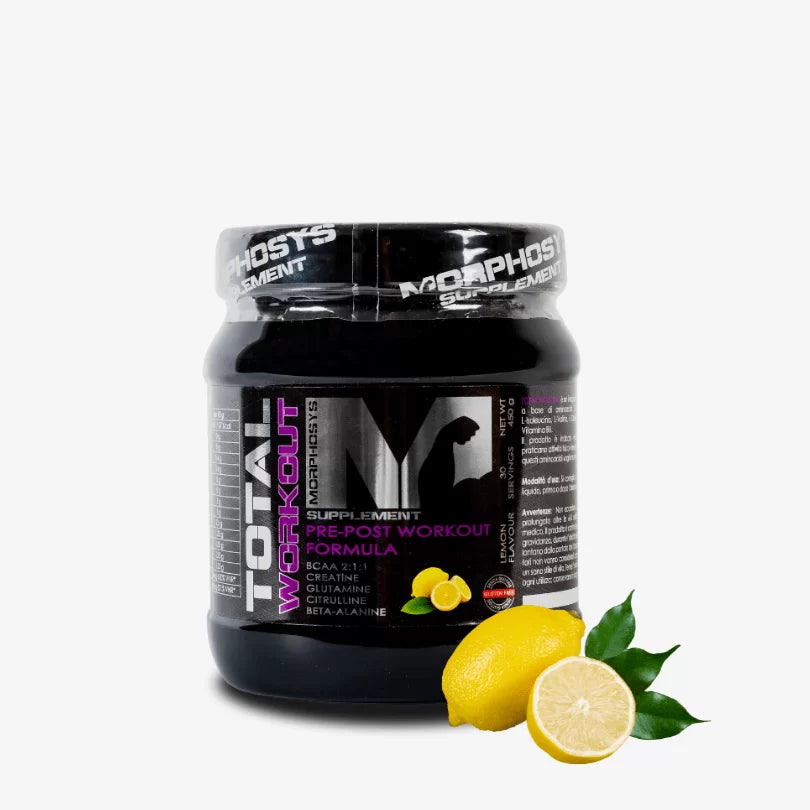 Morphosys Total Workout 450g Limone Pre Workout Post Workout Bcaa 211 con Creatina e Citrullina)