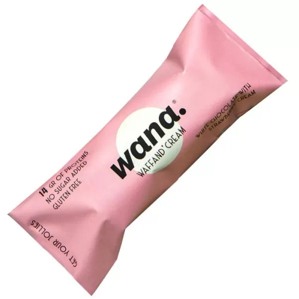 Wana Waffand' Cream 43g White Chocolate Strawberry Fragola Cioccolato Bianco Barretta Proteica Wafer Zero Snack Keto - NutriWorld.it