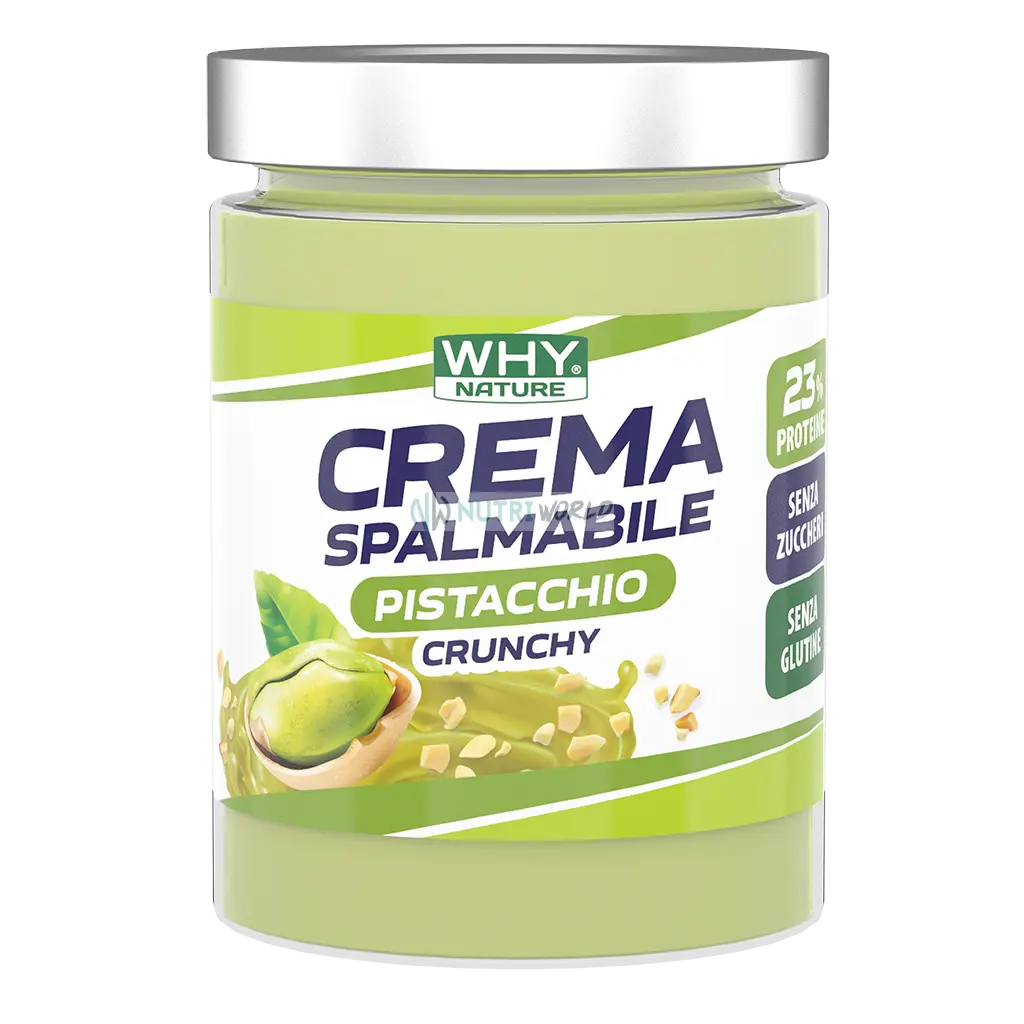 Why Nature Crema Spalmabile Proteica Zero 300 g Pistacchio Crunchy per Colazione e Spuntino