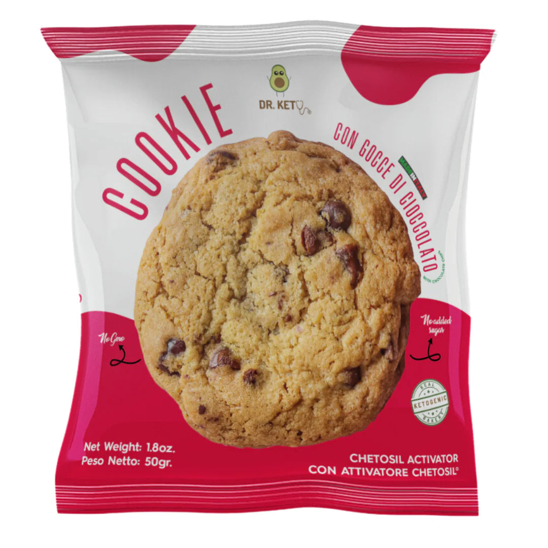 Dr Keto Cookie 50g Gocce di Cioccolato Biscotto per Colazione e Snack Keto