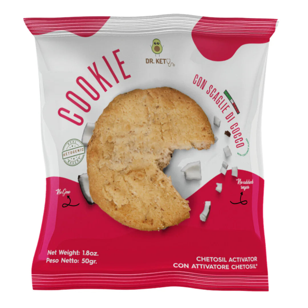 Dr Keto Cookie 50g Cocco Biscotto con Scaglie di Cocco per Colazione e Snack Keto