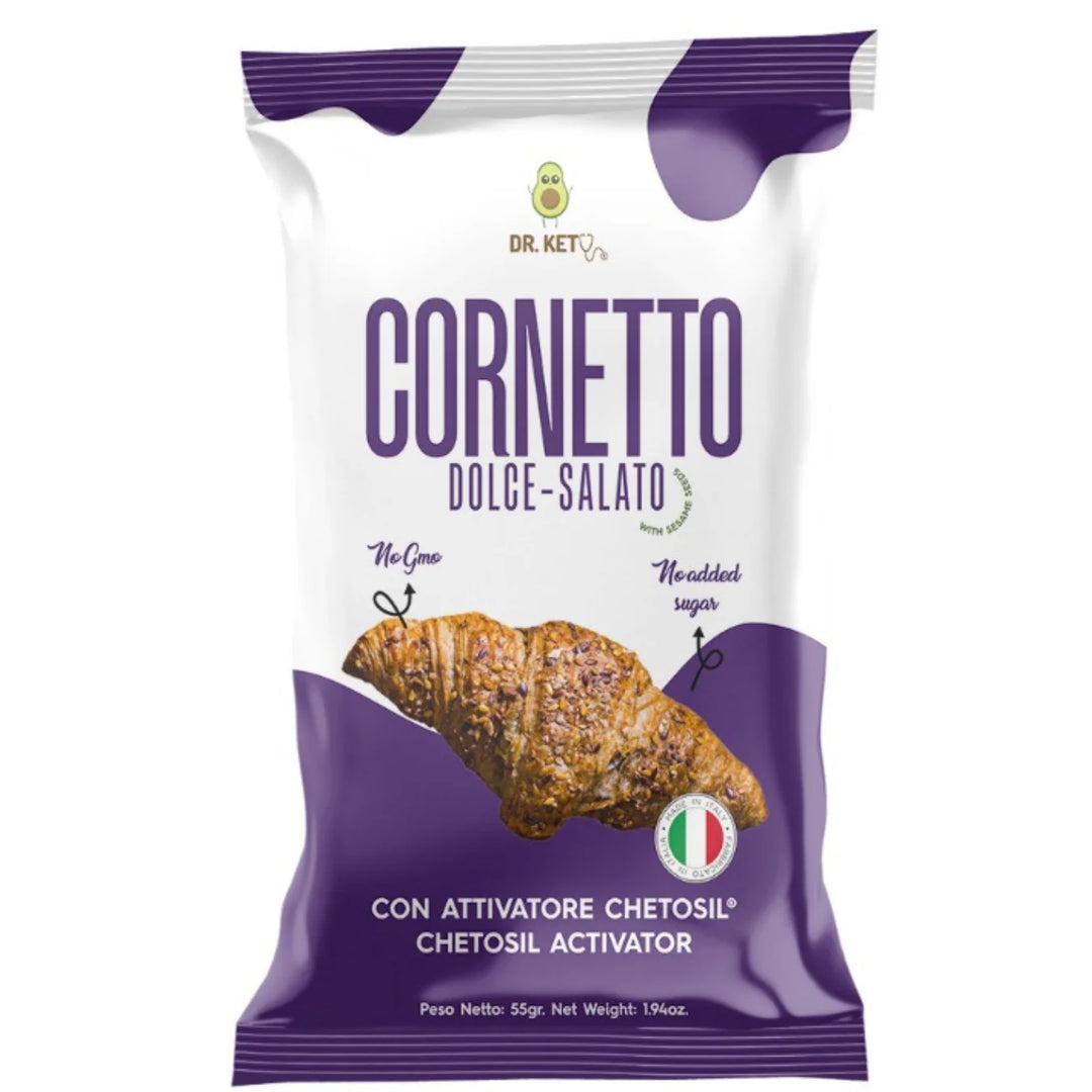 Dr Keto Cornetto 55g Cornetto Dolce Salato con Semi di Sesamo per Colazione e Snack Keto