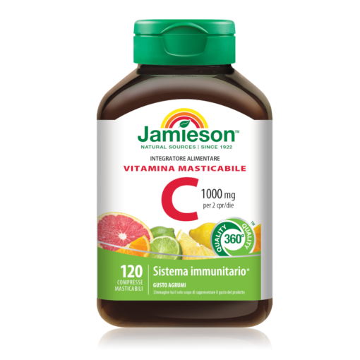 Jamieson Vitamina C 1000 Masticabile 120 Compresse Agrumi per Energia e Difese Naturali Jamieson