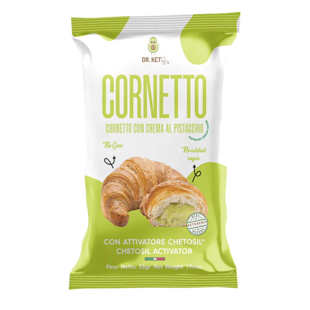 Dr Keto Cornetto 55g Ripieno Crema al Pistacchio per Colazione e Snack Keto